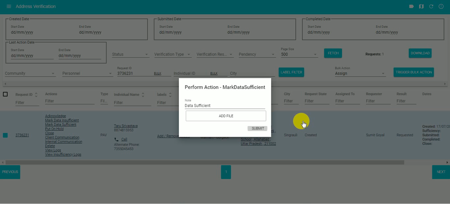 Candidate portal — separate tab from ODIN